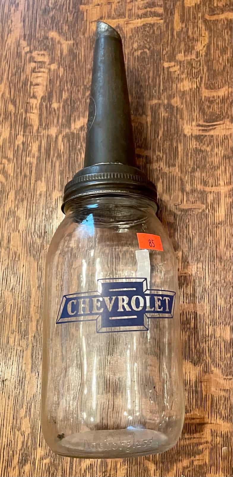 Old Chevrolet Oil Bottle with "The Master Mfg. Co." Spout