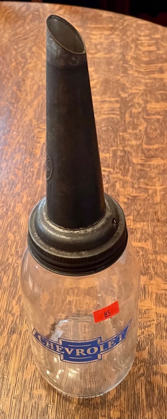 Old Chevrolet Oil Bottle with "The Master Mfg. Co." Spout - Image 2