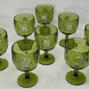 8 Canadian Centennial Green Bubble-Dot Goblets