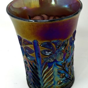 Blue Carnival Glass Cup