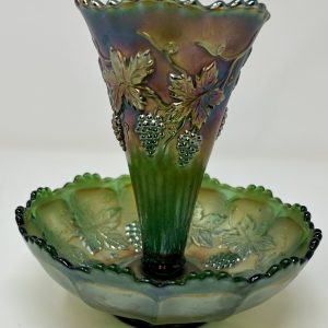 Small Green Fenton Carnival Glass Epergne